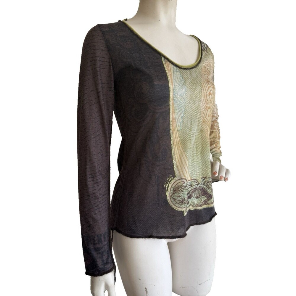 2026 Deux Mille Vingt Six Vintage Y2K Wool Blend Long Sleeve Art to Wear Top - Picture 5 of 8